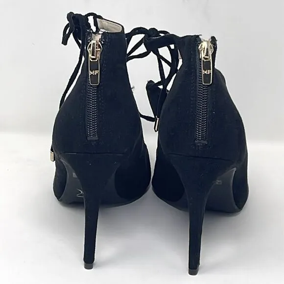 Marc Fisher Womens Pointed Toe Lace Up Neetsa Heels, Size 10M, Black Suede