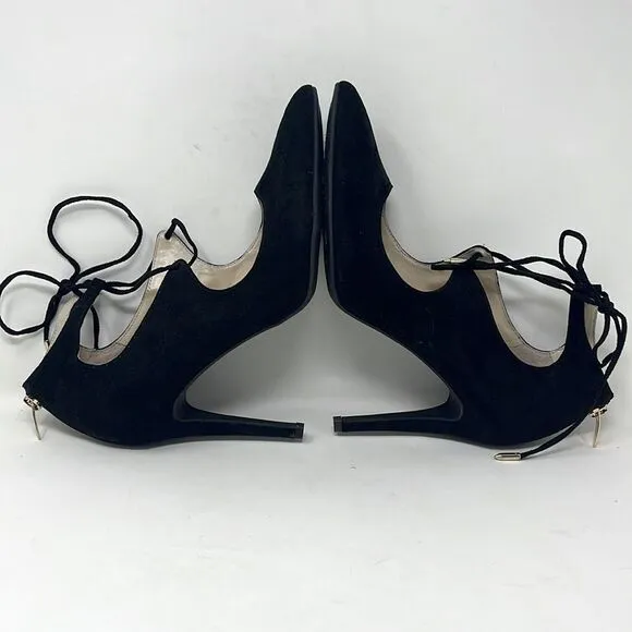 Marc Fisher Womens Pointed Toe Lace Up Neetsa Heels, Size 10M, Black Suede