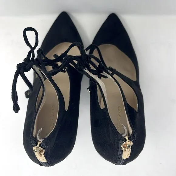 Marc Fisher Womens Pointed Toe Lace Up Neetsa Heels, Size 10M, Black Suede