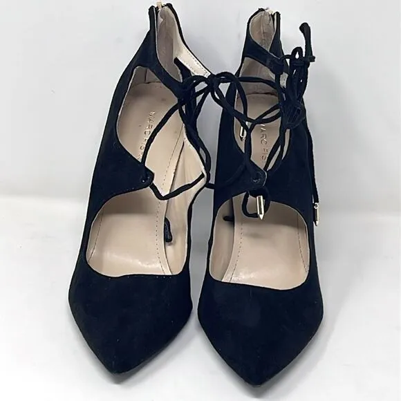 Marc Fisher Womens Pointed Toe Lace Up Neetsa Heels, Size 10M, Black Suede