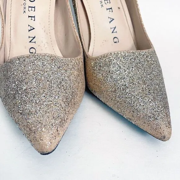 Marc Defang Gold Glitter Stiletto Heel Pumps Size 9.5