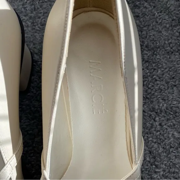Marcie Mrc003 Strap Block Heel Pumps in Cream Leather 37