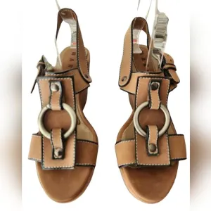 Marni Leather Platform Strappy Heels 37