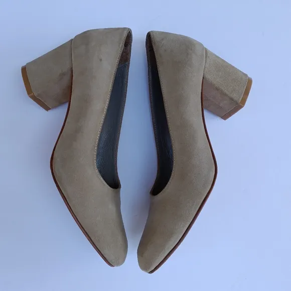 Maryam Nassih Zadeh Tan Suede Classic Pumps Size EU 37.5