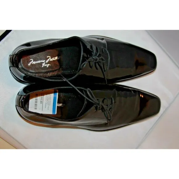 Massimo Matteo Men's 13D 3 eyed Formal Blucher black oxfords