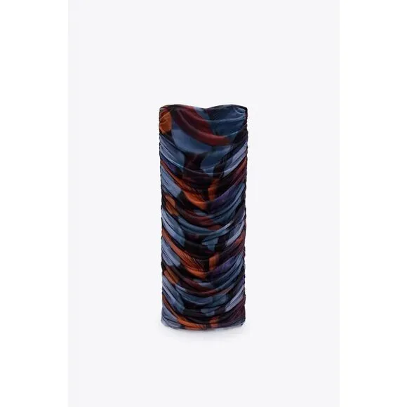 MATCHING SET PRINTED TULLE SKIRT ZARA RED AND BLUE AND WRAP TOP red