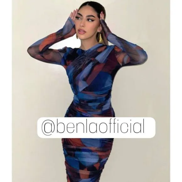 MATCHING SET PRINTED TULLE SKIRT ZARA RED AND BLUE AND WRAP TOP red