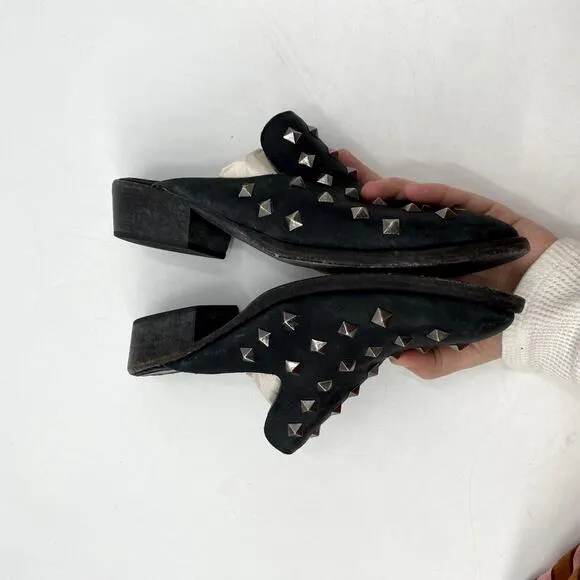 Matisse Black Studded Leather Mules