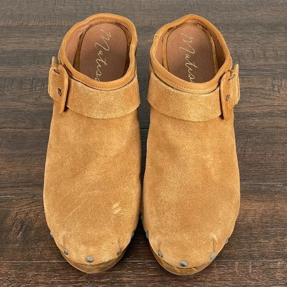 Matisse Stevie Clogs Womens 8 Brown Suede Wood Heeled Buckle Boho Western