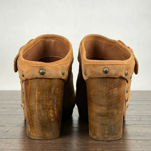 Matisse Stevie Clogs Womens 8 Brown Suede Wood Heeled Buckle Boho Western