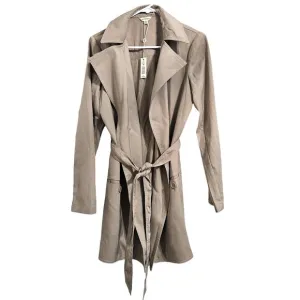 Max Studio Women's Lightweight Tie Waisted Khaki Trench Coat Jacket Size Medium