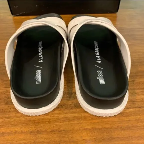 Melissa   A La Garconne Energy Sandals Slides Black White 7