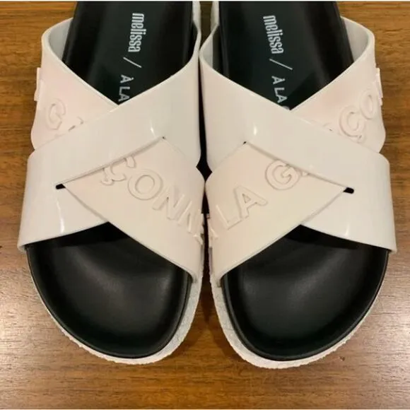 Melissa   A La Garconne Energy Sandals Slides Black White 7
