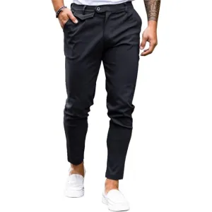 🆕Men Black Slim Fit Front Stretch Skinny Tapered Dress Pant Comfort Casual Pant