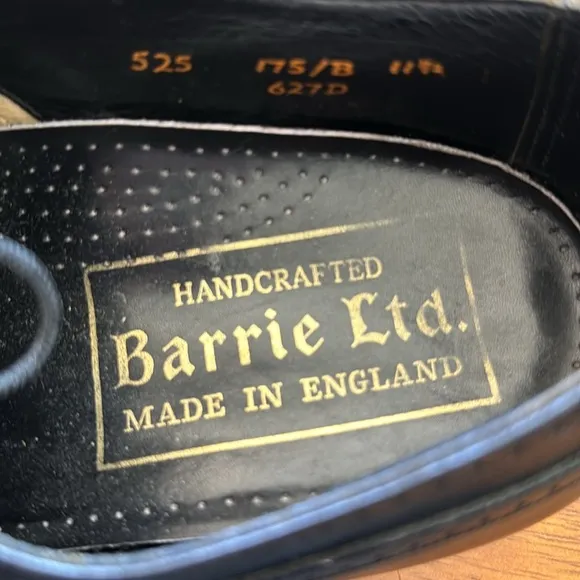 Men’s Barrie LTD Made In England Size 11.5 Black Leather Wingtips Oxfords/Derbys