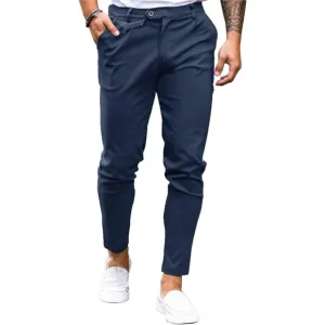 Mens Chinos Slim Fit Pants Flat Front Stretch Skinny Tapered Dress Trousers