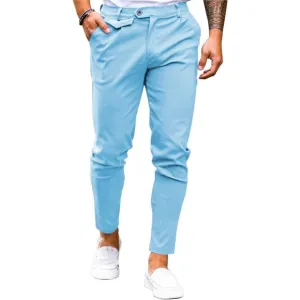 Men's Chinos Slim Pants Flat Front Stretch Skinny Tapered Dress Pants
