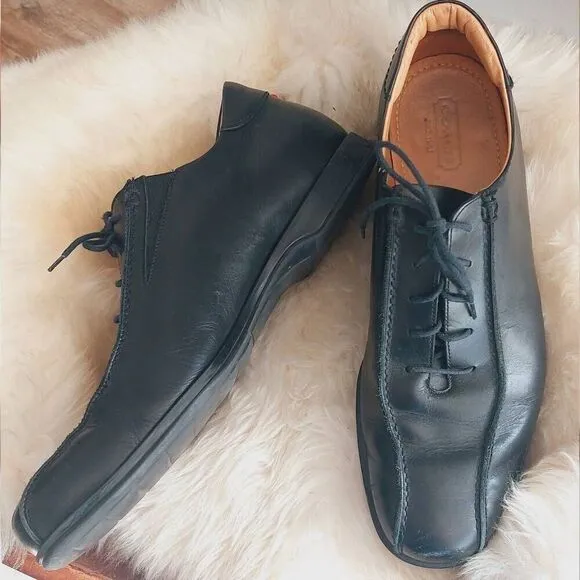 Men's Coach Corwin Black Leather Oxfords Size 10.5 Dress Shoe