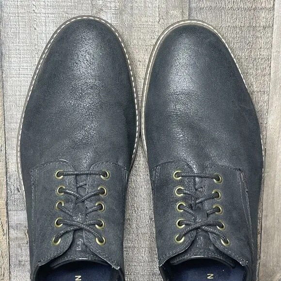 Mens Cole Haan Nathan Gray Leather Casual Comfort Plain Toe Oxfords Size 12 M