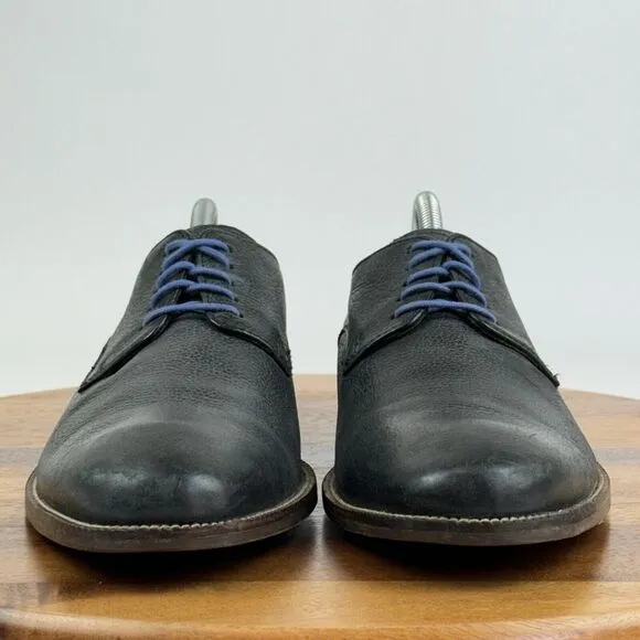 Mens Cole Haan Williams Navy Blue Pebbled Leather Plain Toe Oxfords Size 9 M GUC