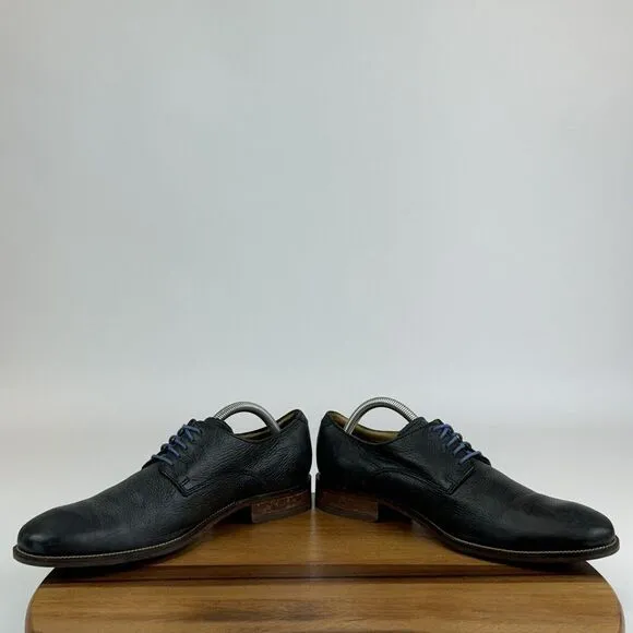 Mens Cole Haan Williams Navy Blue Pebbled Leather Plain Toe Oxfords Size 9 M GUC