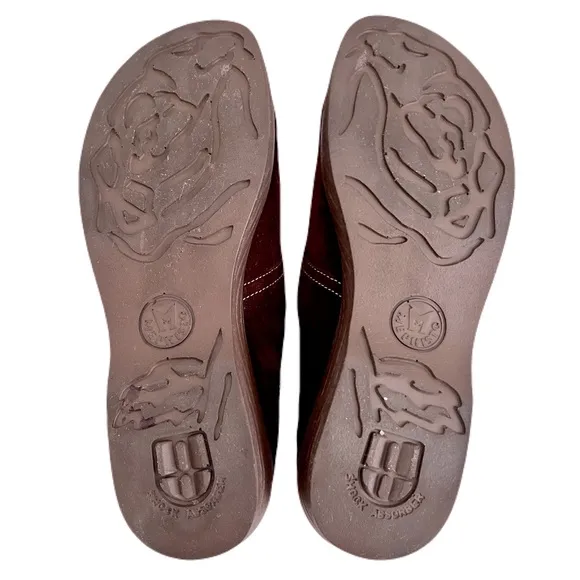 Mephisto Brown Suede Platform Clogs Mules, Size 8.5