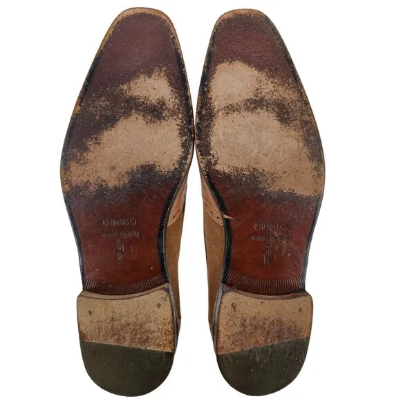 Mercanti Fiorentini Italy Dress Shoes Men 10 Brown Leather Wingtip Derby Oxfords