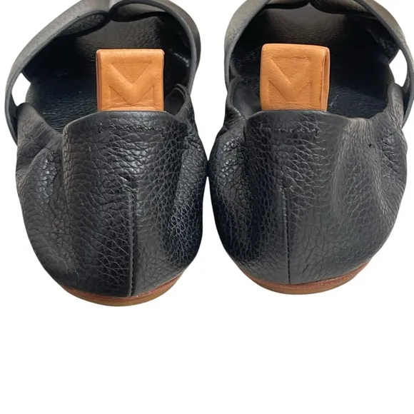 MERCEDES CASTILLO BlackPebbled Leather Amaia open ToeFlats Womens Size 9(39)