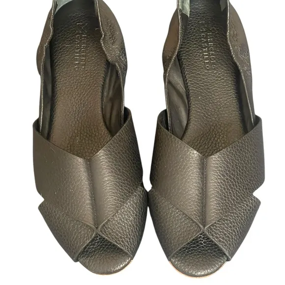 MERCEDES CASTILLO BlackPebbled Leather Amaia open ToeFlats Womens Size 9(39)
