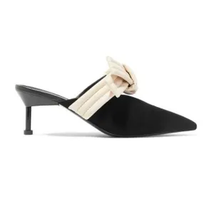 MERCEDES CASTILLO Bow-embellished Suede Mules Black White sz 9/39