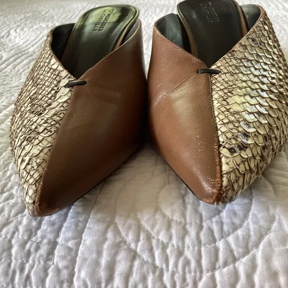 Mercedes Castillo Leather Animal Print Mules Women's Size: 9.5/39.5
