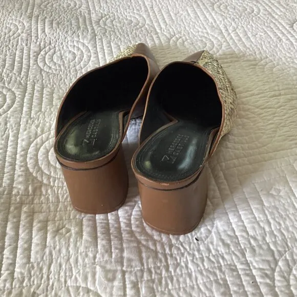 Mercedes Castillo Leather Animal Print Mules Women's Size: 9.5/39.5