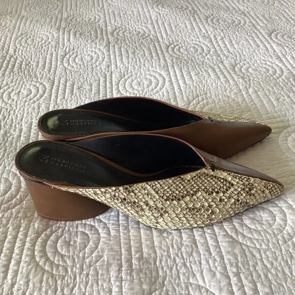 Mercedes Castillo Leather Animal Print Mules Women's Size: 9.5/39.5