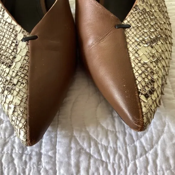 Mercedes Castillo Leather Animal Print Mules Women's Size: 9.5/39.5