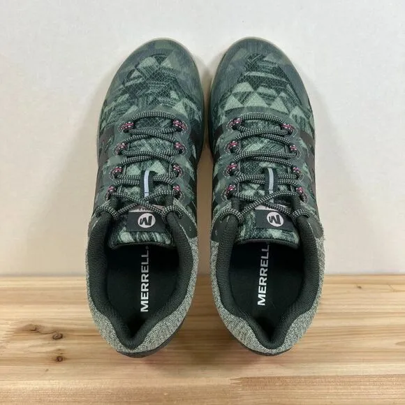 Merrell Antora 2 Print Hiking Trail running shoes Womens 7.5 Green Pink NEW