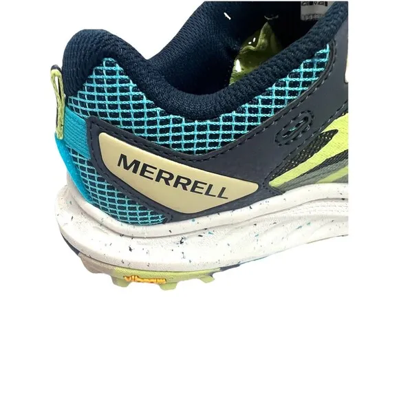 Merrell Antora 3 Shoes Womens sz 6 Vibram Trail Running Celery Blue Yellow