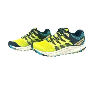 Merrell Antora 3 Shoes Womens sz 6 Vibram Trail Running Celery Blue Yellow