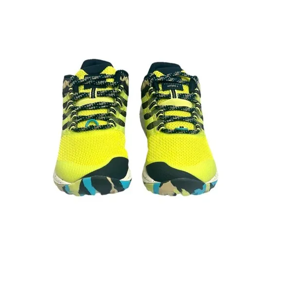 Merrell Antora 3 Shoes Womens sz 6 Vibram Trail Running Celery Blue Yellow