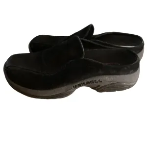 Merrell Black  Leather Suede Mules with Black Soleeeee Sze 7