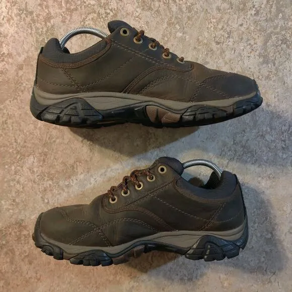 Merrell Moab Shoes Mens 8.5 Brown Leather Walnut Trail Hiking Vibram Sole Boots