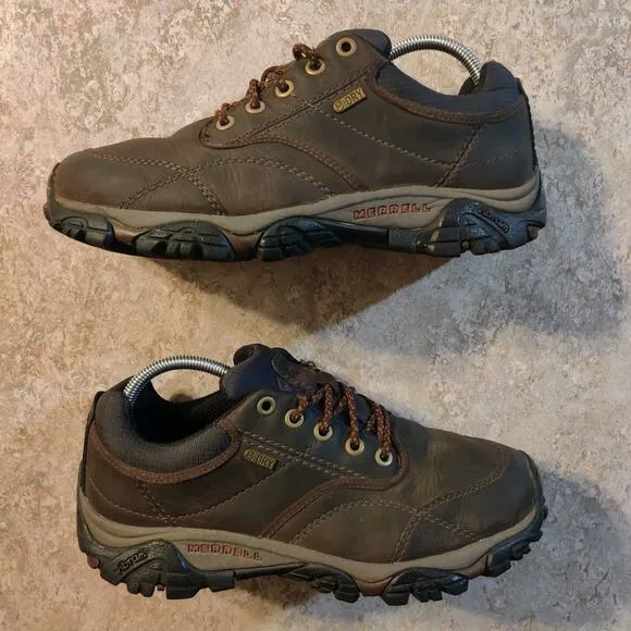 Merrell Moab Shoes Mens 8.5 Brown Leather Walnut Trail Hiking Vibram Sole Boots