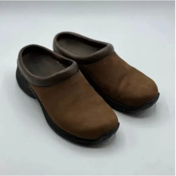 Merrell Women's Jungle Primo Dark Brown Leather Suede Moc Slide Mules Size 5.5