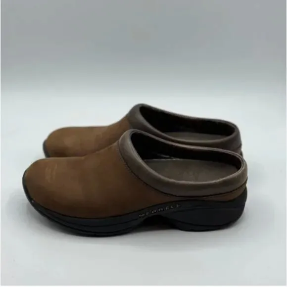 Merrell Women's Jungle Primo Dark Brown Leather Suede Moc Slide Mules Size 5.5