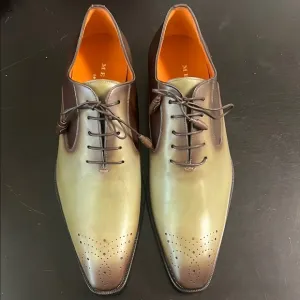 Mezlan Green and Brown Oxford Shoes with Gradient Design Size 14