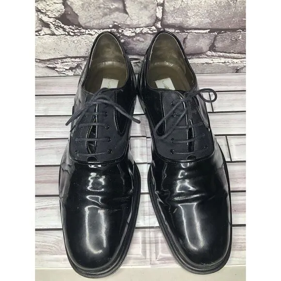 Mezlan Opera Black Patent Exquisite Upscale Designer Tuxedo Oxfords Shoes Men 11