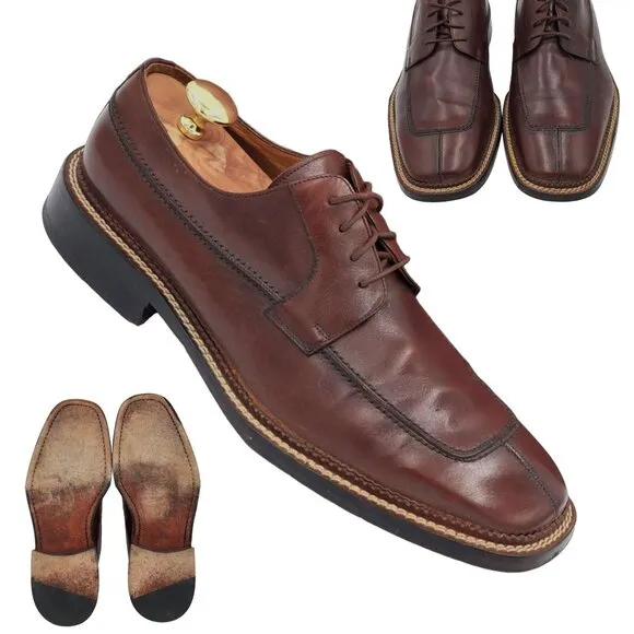 Mezlan Spain Banderas Men's 11 Brown Leather Dress Shoes Split Toe Derby Oxfords