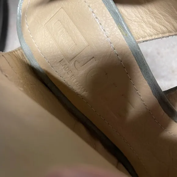 Michael Jolie heels made in Italy leather sea green womens size 37 / US 7 buckle