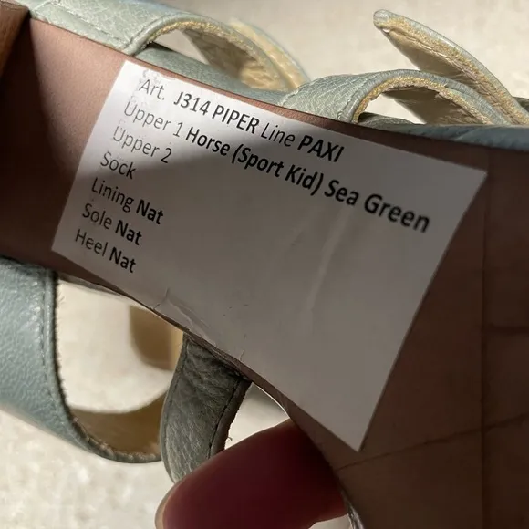 Michael Jolie heels made in Italy leather sea green womens size 37 / US 7 buckle