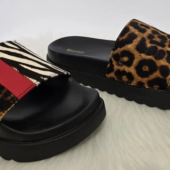 Michael Kors Animal Print Slide Sandals