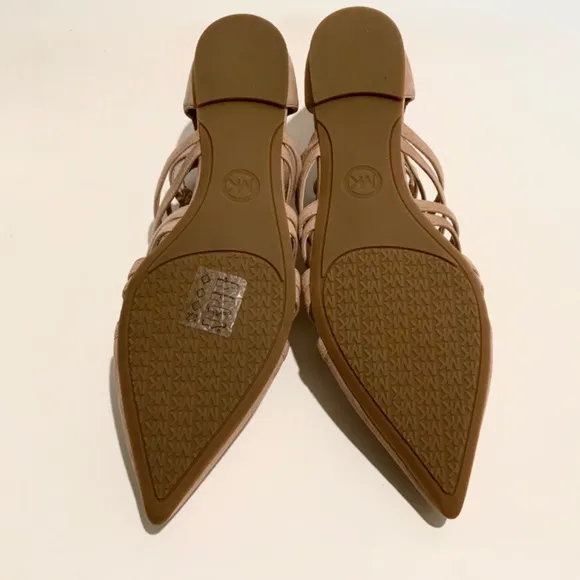 Michael Kors Clarissa Nude Suede Flat Sandal Leather Pointed Toe Slide Flats 7.5
